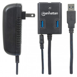 Manhattan 162302 keskitin USB 3.2 Gen 1 (3.1 Gen 1) Type-A 5000 Mbit s Musta