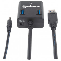 Manhattan 162302 keskitin USB 3.2 Gen 1 (3.1 Gen 1) Type-A 5000 Mbit s Musta