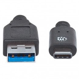 Manhattan 354639 USB-kaapeli 0,5 m USB 3.2 Gen 2 (3.1 Gen 2) USB C USB A Musta