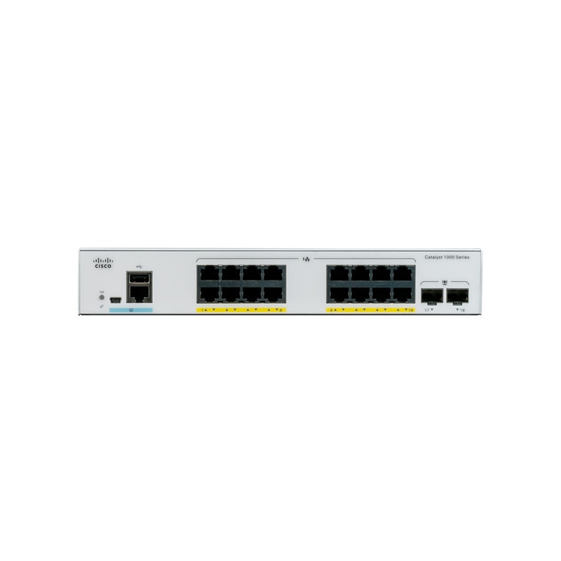 Cisco Catalyst C1000-16P-2G-L verkkokytkin Hallittu L2 Gigabit Ethernet (10 100 1000) Power over Ethernet -tuki Harmaa