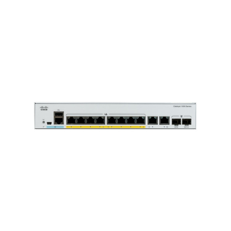 Cisco Catalyst C1000-8FP-E-2G-L verkkokytkin Hallittu L2 Gigabit Ethernet (10 100 1000) Power over Ethernet -tuki Harmaa