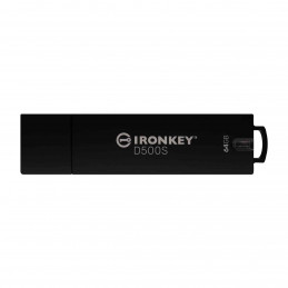 Kingston Technology IronKey D500S USB-muisti 64 GB USB A-tyyppi 3.2 Gen 1 (3.1 Gen 1) Musta