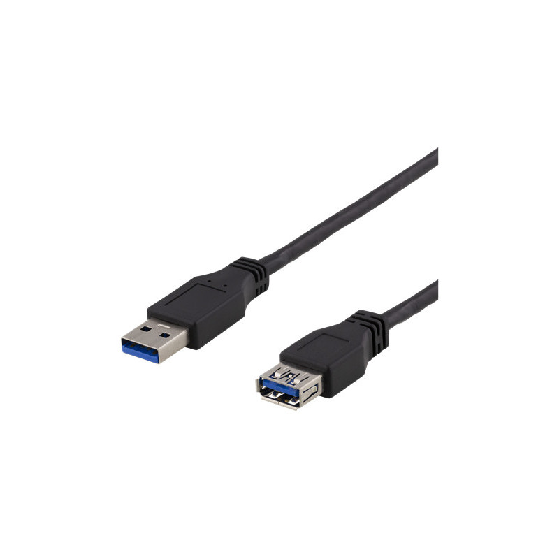 Deltaco USB3-242 USB-kaapeli 2 m USB 3.2 Gen 1 (3.1 Gen 1) USB A Musta