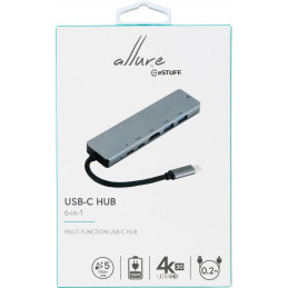 eSTUFF ES623012 kannettavien tietokoneiden telakka ja porttitoistin USB 3.2 Gen 1 (3.1 Gen 1) Type-C Harmaa