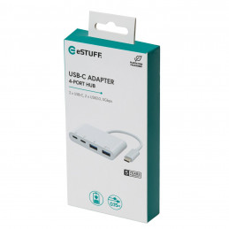 eSTUFF ES625002 keskitin USB 3.2 Gen 1 (3.1 Gen 1) Type-C 10000 Mbit s Valkoinen