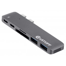 eSTUFF USB-C Slot-in Hub PRO Grey USB 3.2 Gen 1 (3.1 Gen 1) Type-C 5000 Mbit s Harmaa