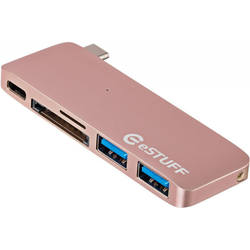 eSTUFF ES84121-ROSE kannettavien tietokoneiden telakka ja porttitoistin USB 3.2 Gen 2 (3.1 Gen 2) Type-C Ruusukulta