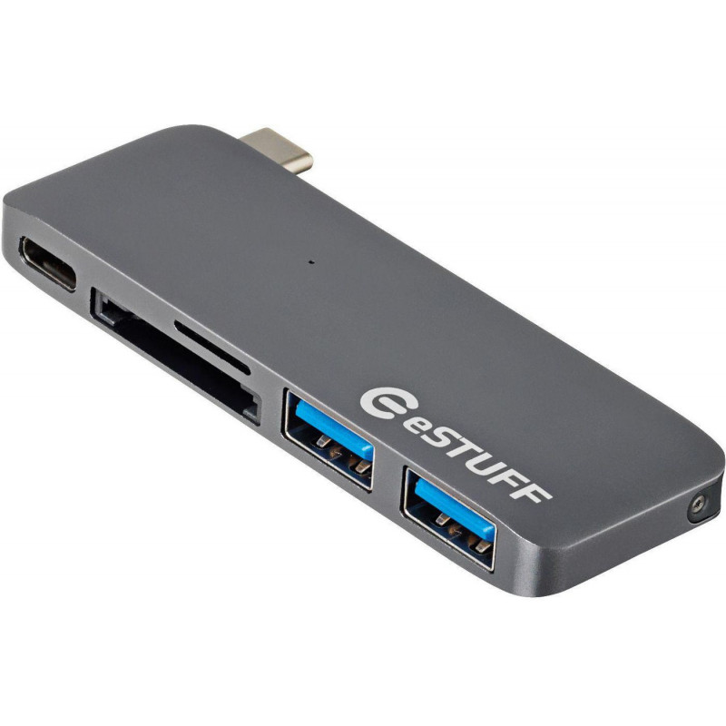 eSTUFF ES84121-GREY kannettavien tietokoneiden telakka ja porttitoistin USB 3.2 Gen 1 (3.1 Gen 1) Type-C Harmaa