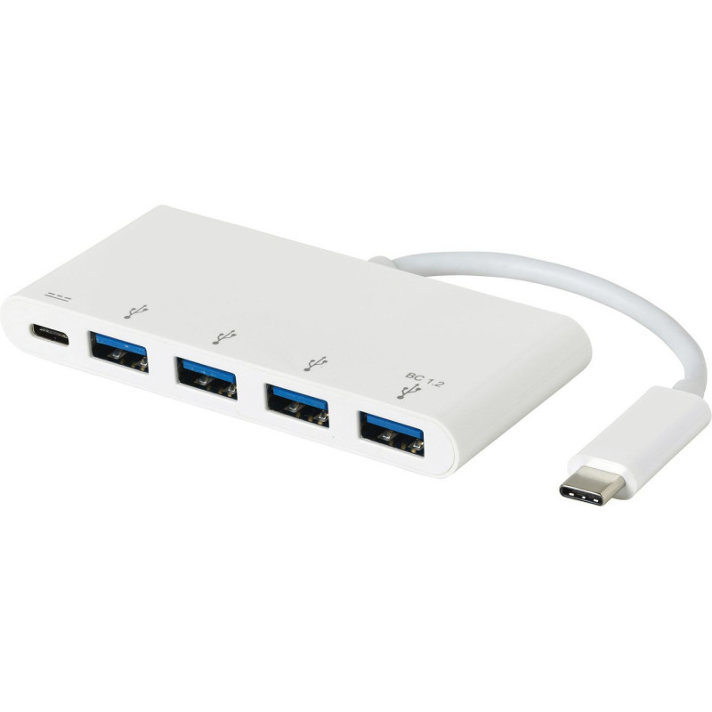 eSTUFF USB-C Charging hub USB 3.2 Gen 1 (3.1 Gen 1) Type-C 5000 Mbit s Valkoinen