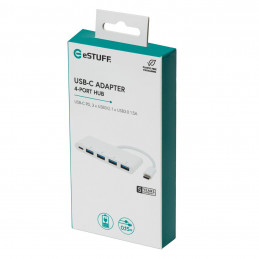 eSTUFF USB-C Charging hub USB 3.2 Gen 1 (3.1 Gen 1) Type-C 5000 Mbit s Valkoinen