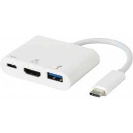 eSTUFF USB-C AV Multiport Adapter USB 3.2 Gen 1 (3.1 Gen 1) Type-C 5000 Mbit s Valkoinen