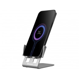 Sandberg Wireless Charger Stand 15W Alu Älypuhelin Harmaa USB Langaton lataaminen Pikalataus Sisätila