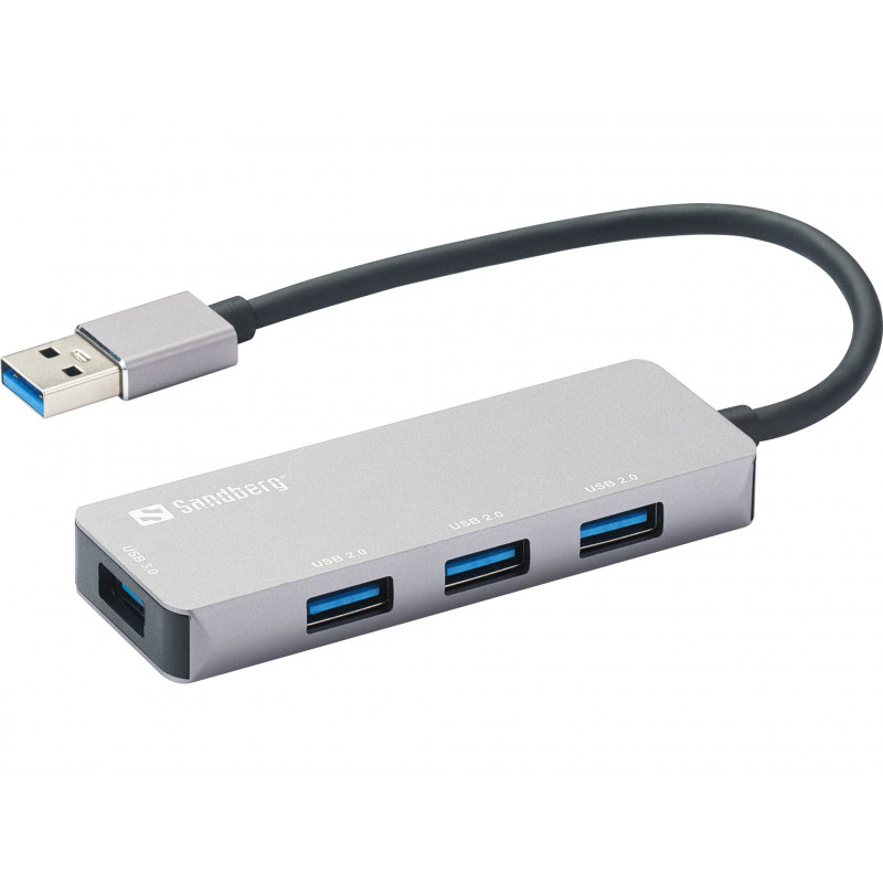 Sandberg 333-67 keskitin USB 3.2 Gen 1 (3.1 Gen 1) Type-A 5000 Mbit s Harmaa
