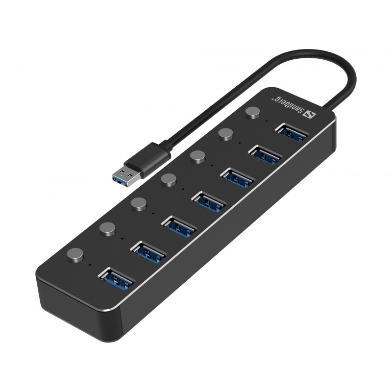 Sandberg 134-33 keskitin USB 3.2 Gen 1 (3.1 Gen 1) Type-A 5000 Mbit s Musta