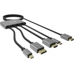 Sandberg 509-21 videokaapeli-adapteri 2 m HDMI-tyyppi A (vakio) DisplayPort + Mini DisplayPort + HDMI + USB Type-C Musta