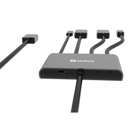 Sandberg 509-21 videokaapeli-adapteri 2 m HDMI-tyyppi A (vakio) DisplayPort + Mini DisplayPort + HDMI + USB Type-C Musta