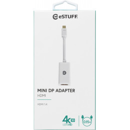 eSTUFF ES607801 videokaapeli-adapteri 0,15 m Mini DisplayPort HDMI-tyyppi A (vakio) Valkoinen