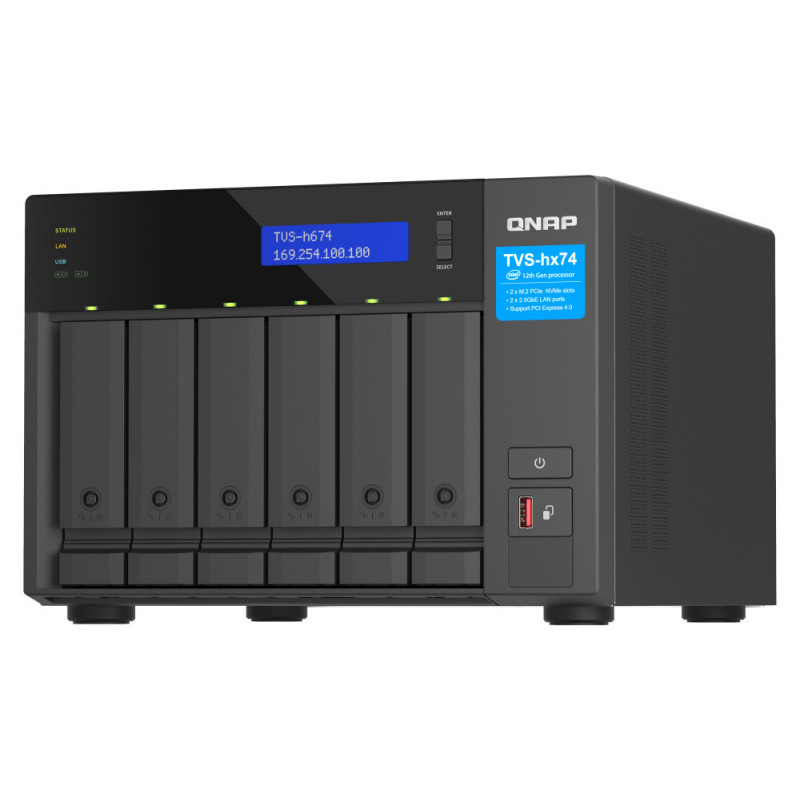 QNAP TVS-h674 NAS Tower Ethernet LAN Musta i3-12100