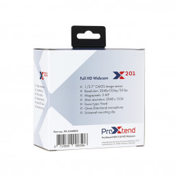 ProXtend X201 Full HD verkkokamera 3 MP 2048 x 1536 pikseliä USB 2.0 Musta, Hopea