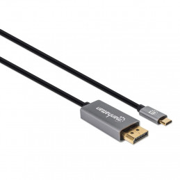 Manhattan 354844 videokaapeli-adapteri 2 m USB Type-C DisplayPort Musta, Hopea