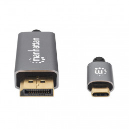 Manhattan 354844 videokaapeli-adapteri 2 m USB Type-C DisplayPort Musta, Hopea