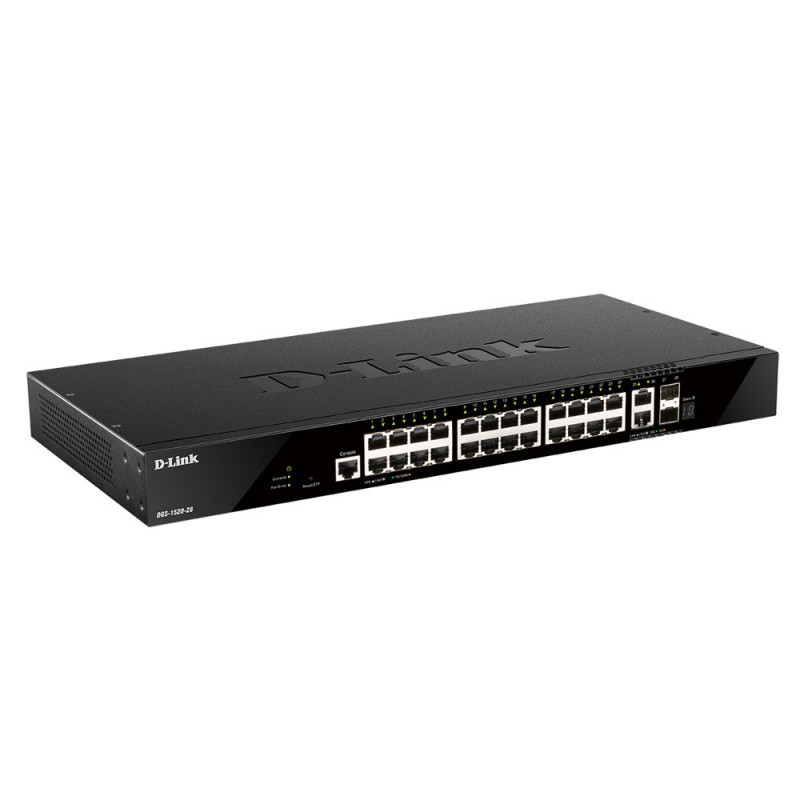 D-Link DGS-1520-28 E verkkokytkin Hallittu L3 10G Ethernet (100 1000 10000) 1U Musta