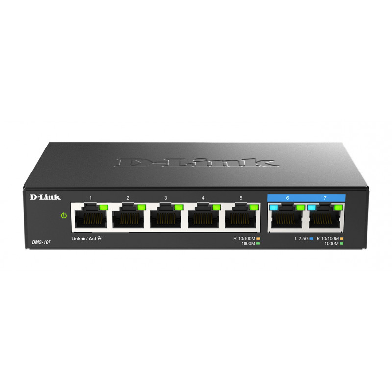 D-Link DMS-107 E verkkokytkin Hallitsematon Gigabit Ethernet (10 100 1000) Musta