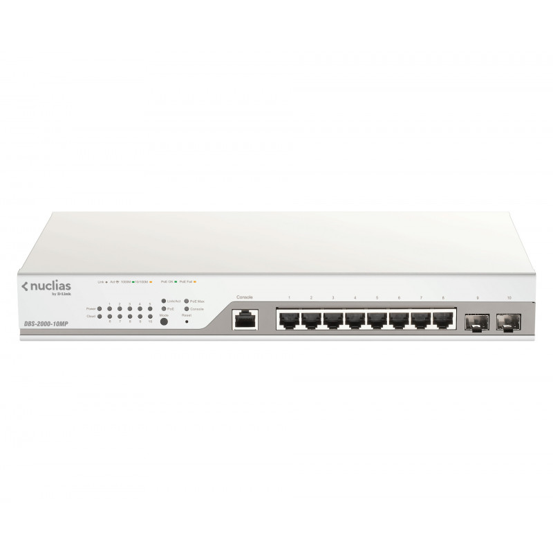 D-Link DBS-2000-10MP E verkkokytkin Hallittu L2 Gigabit Ethernet (10 100 1000) Power over Ethernet -tuki Harmaa