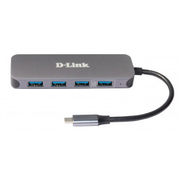 D-Link DUB-2340 keskitin USB Type-C 5000 Mbit s Harmaa