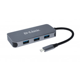 D-Link DUB-2335 kannettavien tietokoneiden telakka ja porttitoistin Langallinen USB Type-C Harmaa