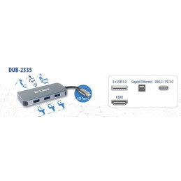 D-Link DUB-2335 kannettavien tietokoneiden telakka ja porttitoistin Langallinen USB Type-C Harmaa