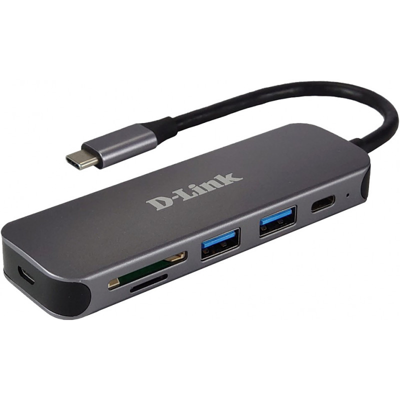 D-Link DUB-2325 kannettavien tietokoneiden telakka ja porttitoistin USB Type-C Harmaa