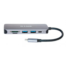 D-Link DUB-2325 kannettavien tietokoneiden telakka ja porttitoistin USB Type-C Harmaa