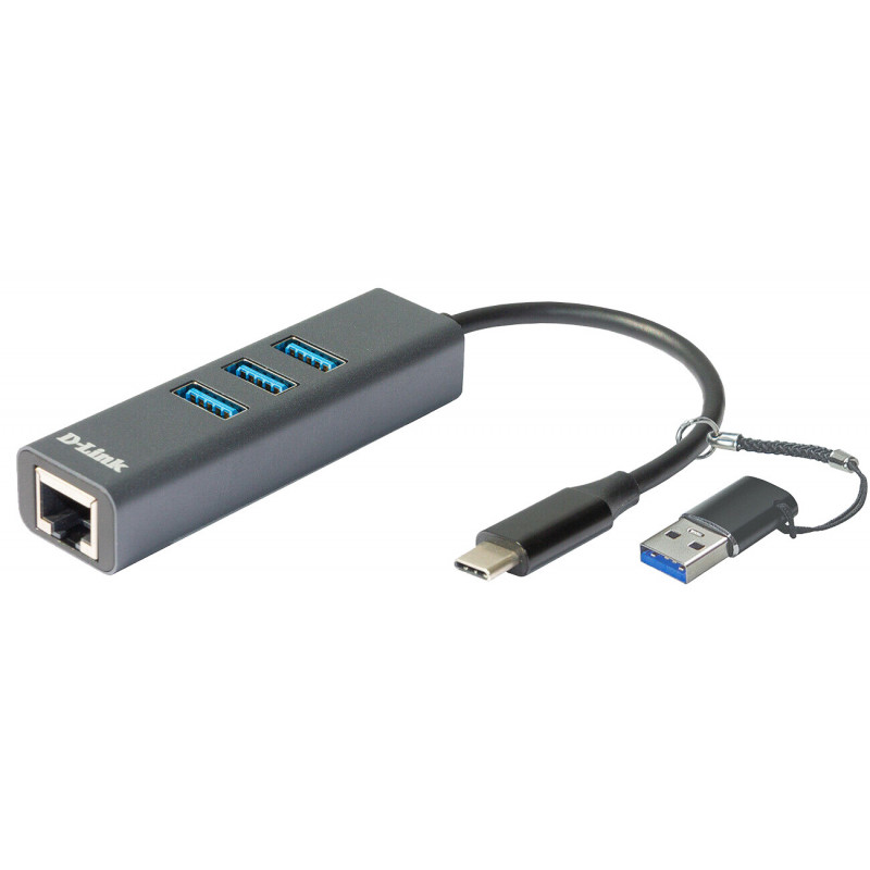 D-Link DUB-2332 kannettavien tietokoneiden telakka ja porttitoistin Langallinen USB Type-C Harmaa