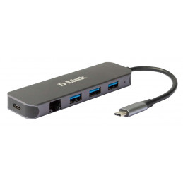 D-Link DUB-2334 kannettavien tietokoneiden telakka ja porttitoistin Langallinen USB Type-C Harmaa