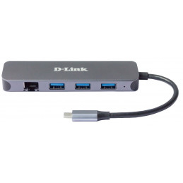 D-Link DUB-2334 kannettavien tietokoneiden telakka ja porttitoistin Langallinen USB Type-C Harmaa