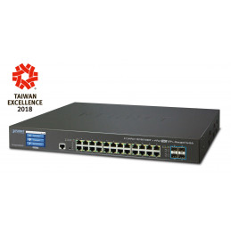 PLANET L2+ L4 24-Port 10 100 1000T Hallittu L3 Gigabit Ethernet (10 100 1000) 1.25U Musta