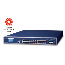 PLANET GS-5220-24UPL4XVR verkkokytkin Hallittu L3 Gigabit Ethernet (10 100 1000) Power over Ethernet -tuki 1.25U Sininen