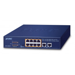 PLANET GSD-1008HP verkkokytkin Hallitsematon Gigabit Ethernet (10 100 1000) Power over Ethernet -tuki 1U Sininen