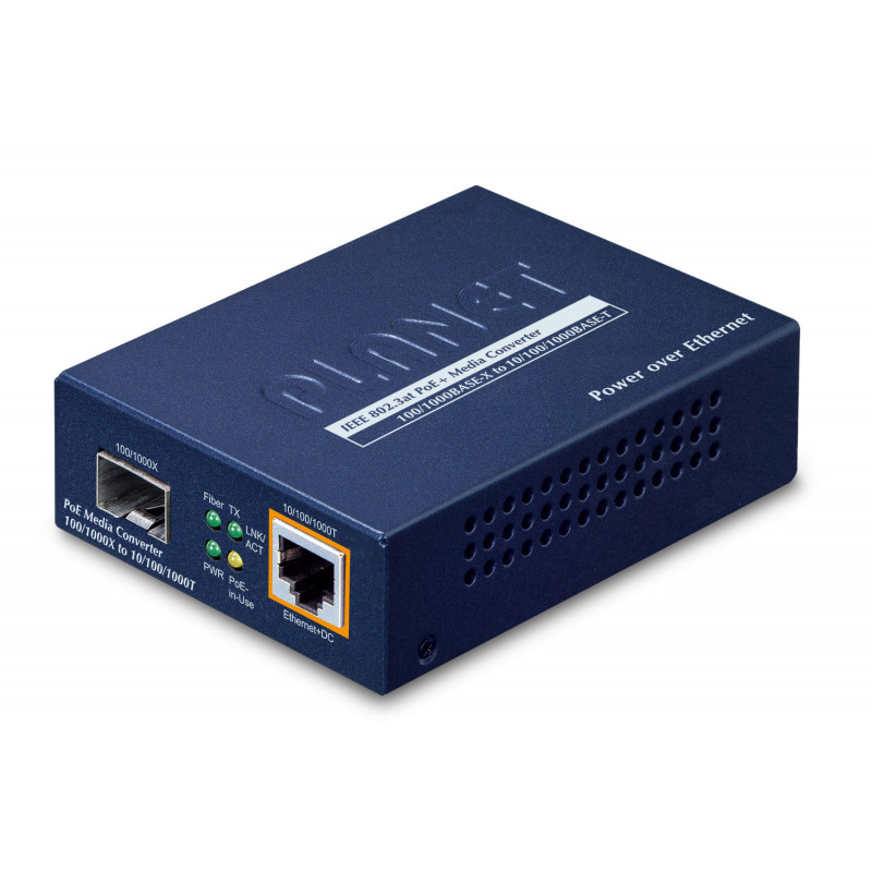 PLANET IEEE802.3af at PoE 10 100 1000 verkon mediamuunnin 1000 Mbit s Sininen