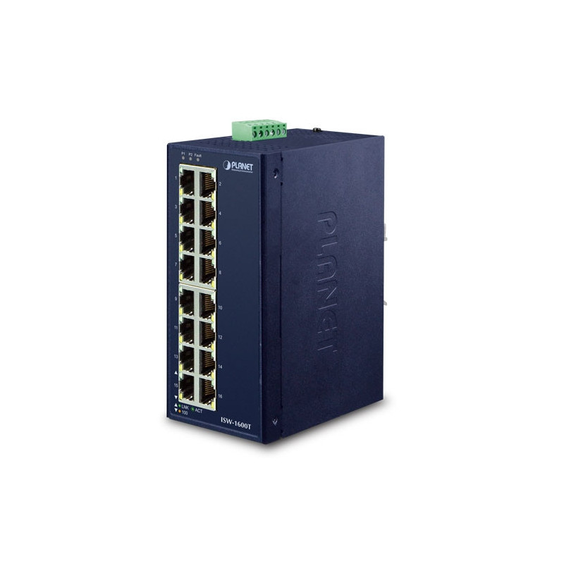 PLANET ISW-1600T verkkokytkin Hallitsematon Fast Ethernet (10 100) Sininen