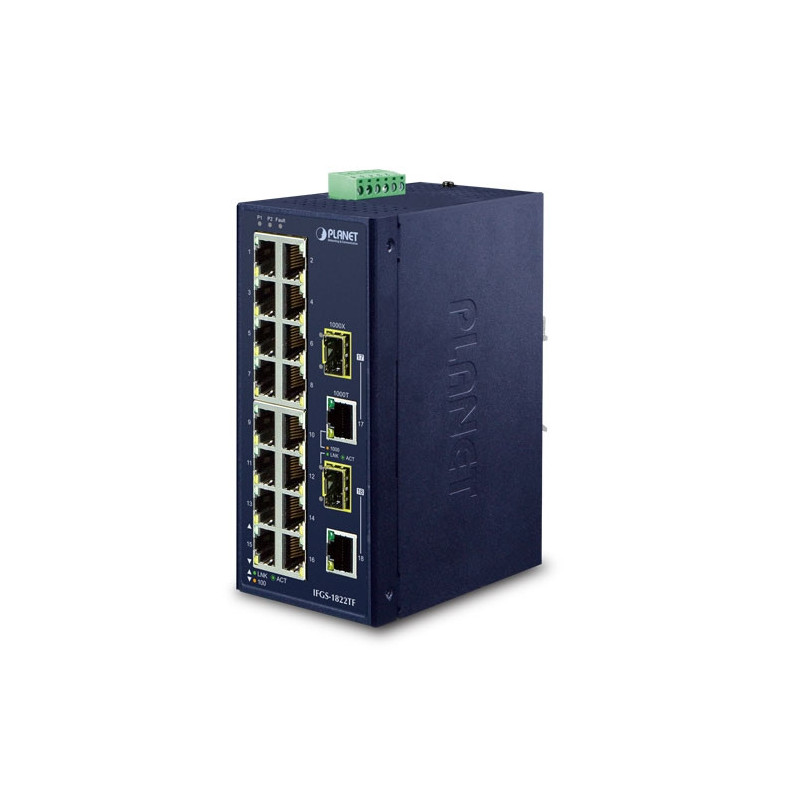 PLANET IFGS-1822TF verkkokytkin Hallitsematon Fast Ethernet (10 100) Sininen