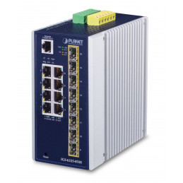 PLANET IP30 Industrial L3 8-Port Hallittu Gigabit Ethernet (10 100 1000) Sininen, Valkoinen