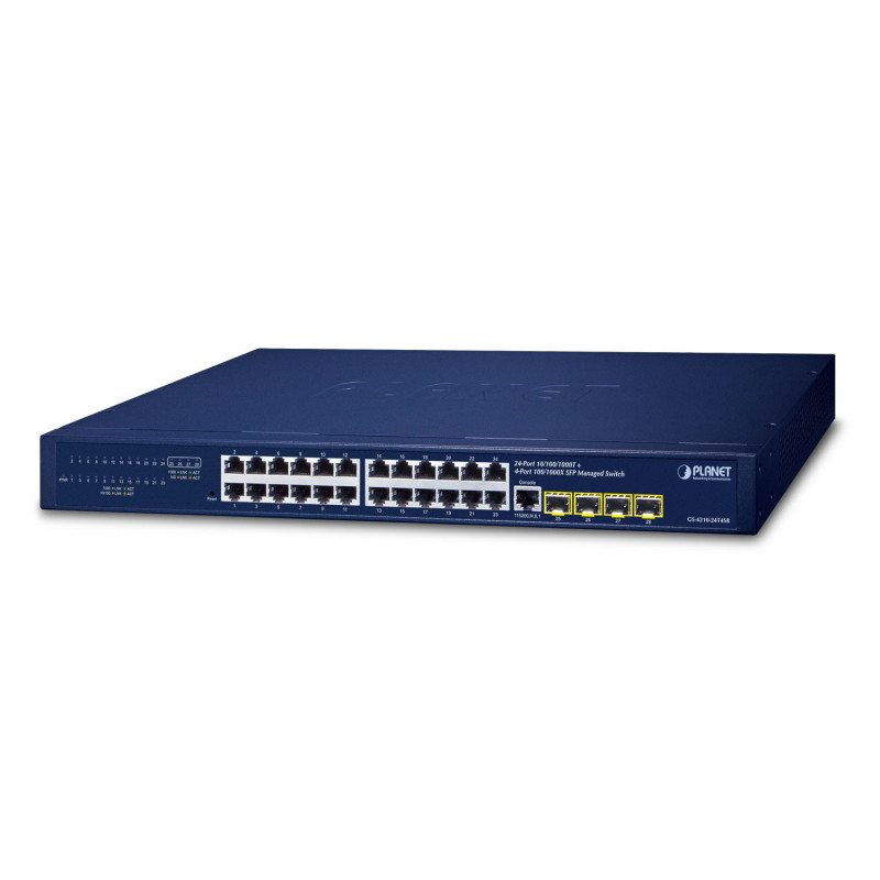 PLANET IPv4 IPv6, 24-Port Hallittu L2 L4 Gigabit Ethernet (10 100 1000) 1U Sininen