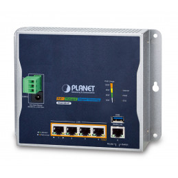 PLANET IP30 Industrial Wall-mount langallinen reititin Gigabitti Ethernet Sininen, Harmaa