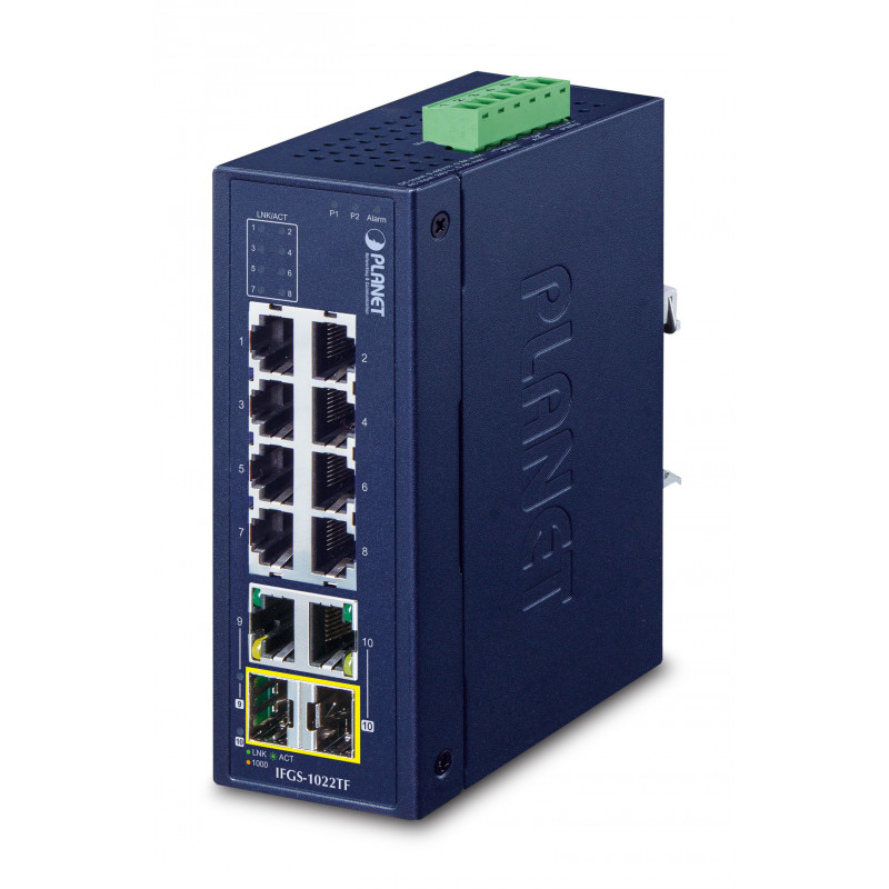 PLANET Industrial 8-Port 10 100TX + Hallitsematon Fast Ethernet (10 100) Sininen