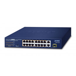 PLANET 16-Port 10 100TX 802.3at PoE Hallitsematon Fast Ethernet (10 100) Power over Ethernet -tuki 1U Sininen
