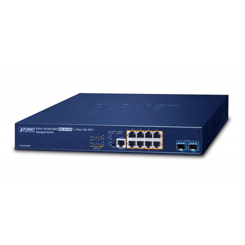 PLANET L3 8-Port 10 100 1000T Hallittu Gigabit Ethernet (10 100 1000) Power over Ethernet -tuki