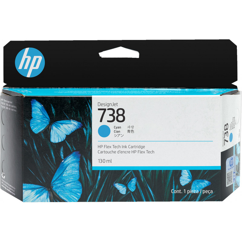 HP 738 130-ml Cyan DesignJet Ink Cartridge