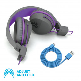 JLab IEUHBSTUDIORGRYPRPL4 kuulokkeet ja kuulokemikrofoni Langaton Pääpanta Musiikki Micro USB Bluetooth Sininen, Grafiitti,